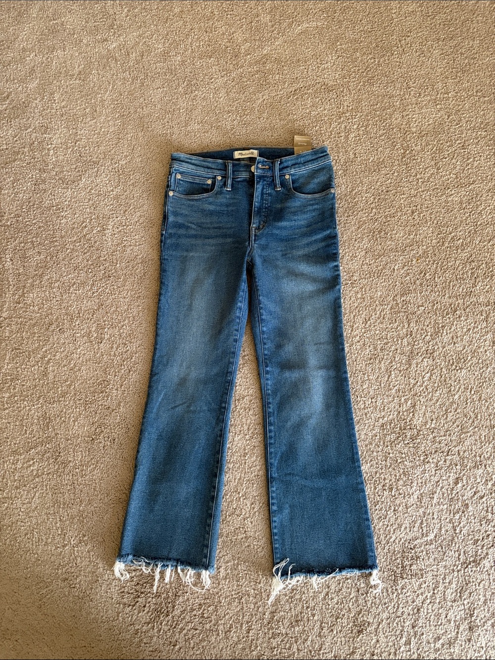 Madewell Cali Demi boot Women's Blue Denim Raw-Hem Jeans NWT size 28 inseam 26 - Picture 3 of 5